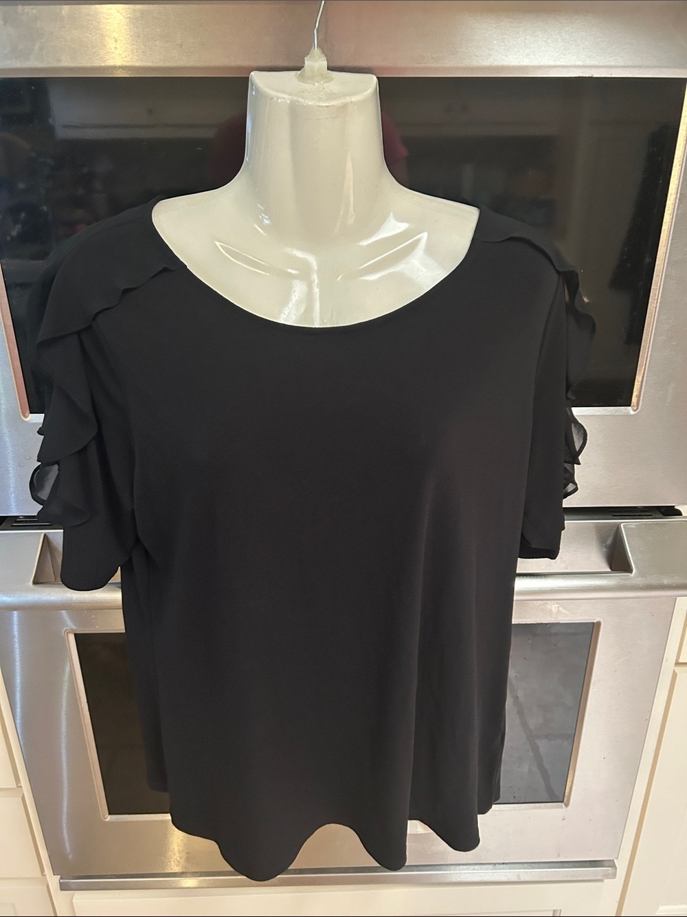 Worthington Black Ruffle Sleeve Blouse
